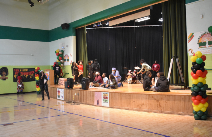  A group of students performing on stage